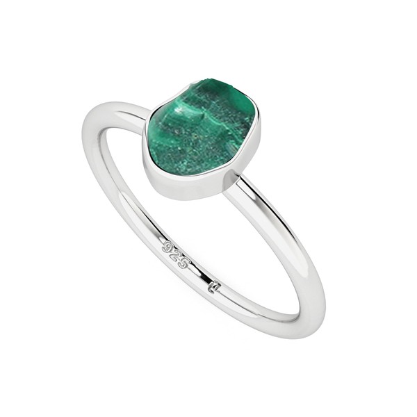 LUSTRE AND LIGHT Natural Raw/Rough Malachite Stackable Ring for Women