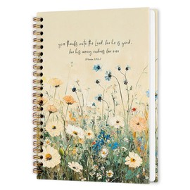 nvucamd Christian Floral give thanks unto the lord Spiral Notebook, Bible Wildflower Journal Notebook, Prayer Journaling Notebooks for Women, Religious Office School Supplies Gifts, 5.5x8.3 Inch