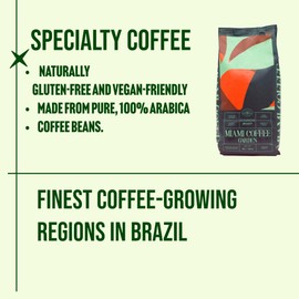 Miami Coffee Garden Sunshine Roast, Brazilian Premium Ground Coffee, Rich and Balanced, 100% Arabica, Low Acid, Fitnest Coffee Regions in Brazil, Medium Roast, 12oz