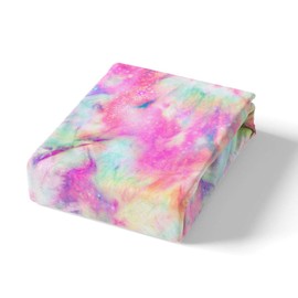 Erosebridal Kids Tie Dye Pink Fitted Sheet Batik Bedding Set For Children Boys Girl Women Watercolor Psychedelic Fitted Bed Sheet Ultra Soft Queen Size 1 Fitted Sheet With 2 Pillow Cases(No Top Sheet)