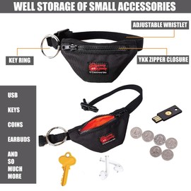 Rough Enough Wristlet Keychain Wallet Small Coin Purse with Key Ring for EDC Man Preppy and Hiking Outdoor Black, Black, Small