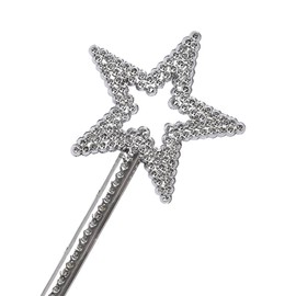 MOFALA 2PCS Star Wand, Children's Creative Handheld Pentagram Plastic Magic Wand, Role-Playing Enlightenment Toys, Educational and Creative Performance Props (Silvery)