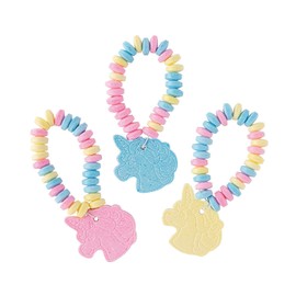 Unicorn Candy Bracelets with Charms - Set of 12 Individually Wrapped - Unicorn Birthday Party Favors for Kids