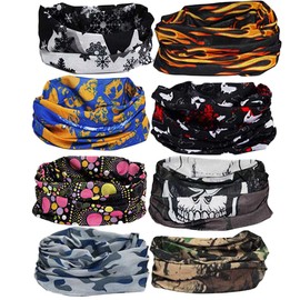 kilofly 6/8 pc Multi-purpose Seamless Headwear Bandanas Mixed Set Value Pack
