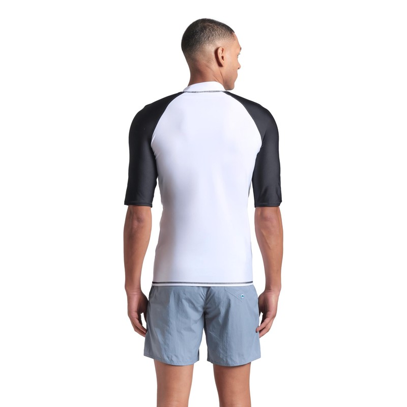 Arena Men's Rash Vest S/S Graphic Top, White-Black, M