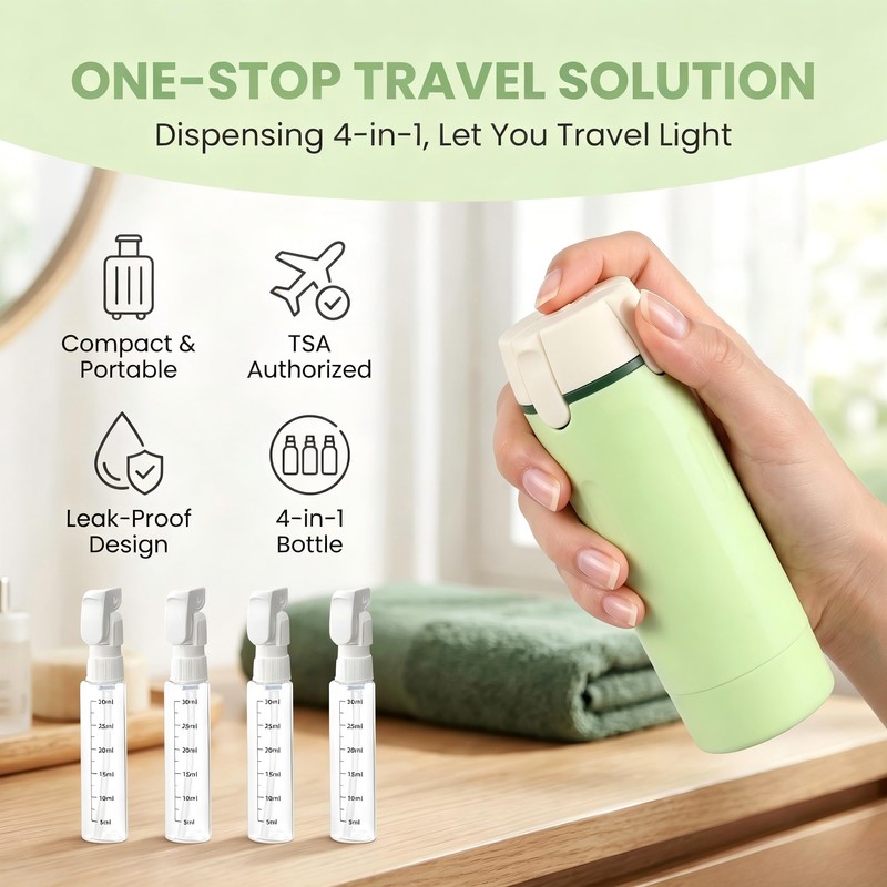 4 in 1 Travel Dispenser Bottle, Including Four 30ML Travel