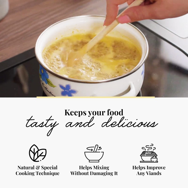 6 Piece Wooden Cooking Spoon Set Beech Large Small (6