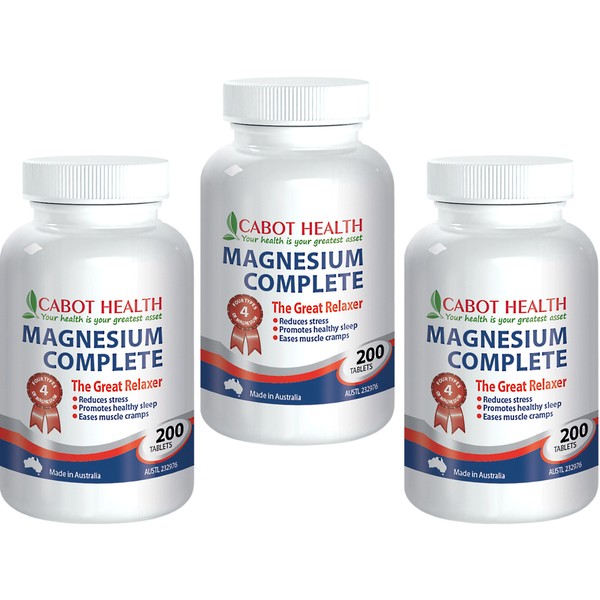 3 x 200 tablets CABOT HEALTH Magnesium Complete REDUCES STRESS * HEALTHY SLEEP