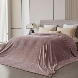 Oversized King Fleece Blanket 120x120 Inches, Seamless Soft Cozy 3D Jacquard Flannel Blanket 10'x10' Extra Large for Bed, Sofa, Couch, Travel & Camping, California King Throw, Brown Leaf