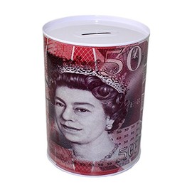 £50 Pound Money Tin Can Box With Printed Piggy Bank Note For Saving Cash. (Large)…