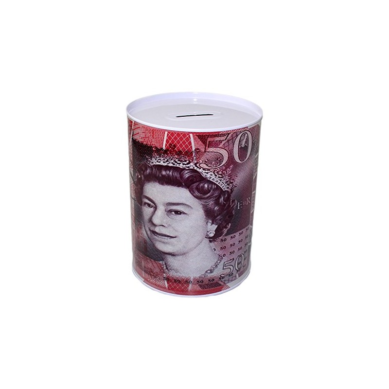 £50 Pound Money Tin Can Box With Printed Piggy Bank