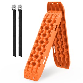 ZESUPER Recovery Traction Tracks for Off-Road Mud, Sand, Snow Tire Ladder Traction Track Vehicle Extraction Traction Mats (Pack of 2)(Orange)