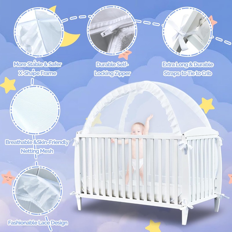 Baby Crib Tent Safety Net to Keep Baby in, Pop