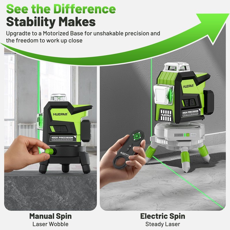 Huepar Electric 360° Rotating Base for Laser Level Remote Control
