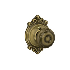 SCHLAGE Georgian Knob with Brookshire Trim Non-Turning Lock, Antique Brass (F170 GEO 609 BRK)