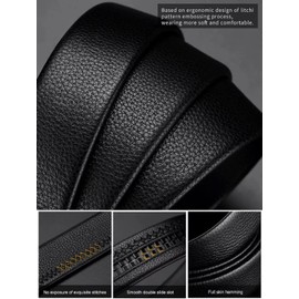 TBSCWYF Men’s Leather Belt, Mens Belt Automatic Buckle Leather Ratchet Belt Adjustable Casual Dress Belt 3.5cm * 120cm (Gift Box Include) Jeans Suits Work Gift