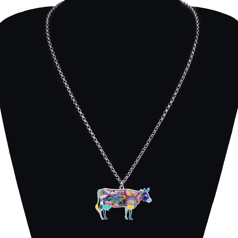 DUOWEI - Collar de metal con diseño de vaca lechera