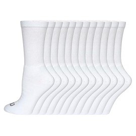 WILSON Women's 12-Pack Basic Crew Socks, White, 4-10