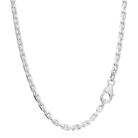 NKlaus Solid Anchor Chain – Chain Real 925 Sterling Silver Chain Men and Women – Anchor Chain Diamond-Coated – Necklace 2.5 mm Wide, Sterling Silver, No Gemstone