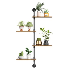 YQSLYSF Window Plant Shelves for Multiple Plants indoors,4-tier lager wooden metal Corner plant stand Floating plant shelf， Folating shelves for wall as a part of the indoor garden decor(Pot up to 8")