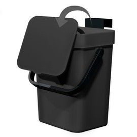 CXGFVRE Compost Bin Kitchen, for use on Countertops or Under Sinks, Hanging Trash Can with Lid, Mountable Indoor Compost Bucket, for Cupboard/Bathroom/Bedroom/Office/Camping (Black 0.8 Gallon/3L)