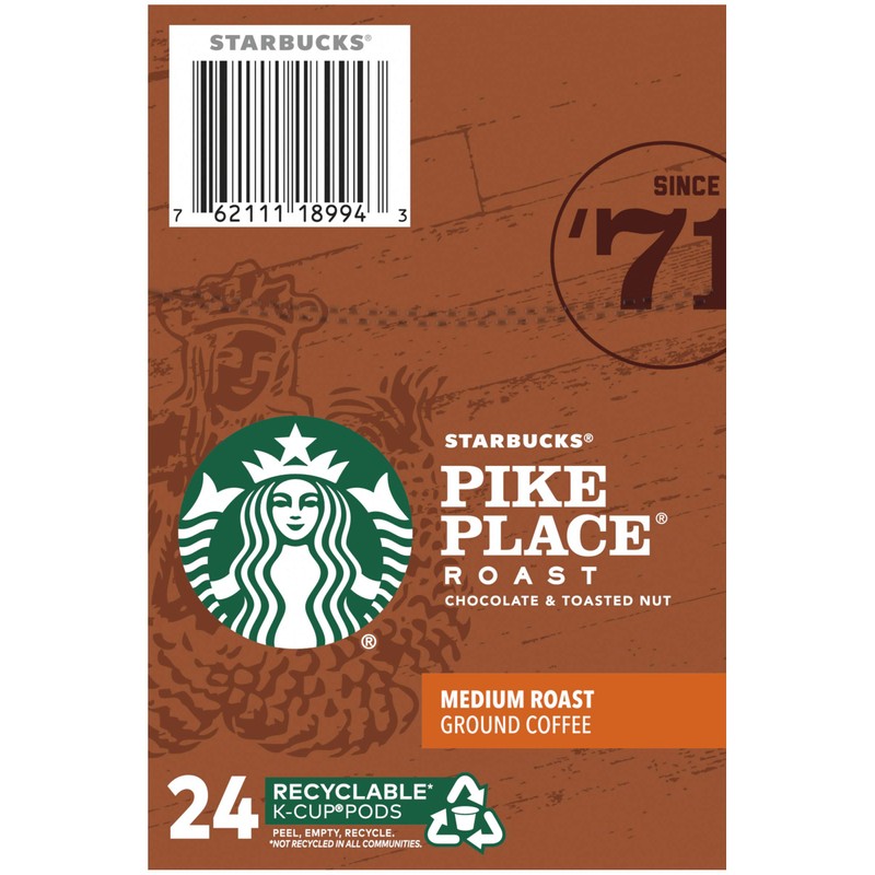 Starbucks Pike Place Coffee K Cup, 5 Pound
