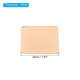 PATIKIL 6Pcs Metal Stamping Blanks, 40mm Square Stamping Name Tags Stainless Steel Blanks Metal Plate with Hole for Laser Engraving Stamping Dog Tags Keychain Making, Rose Gold