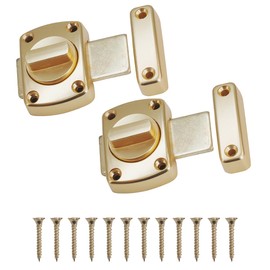 Door Bolt Latch, Pack of 2 Rotating Latches, Anti-Theft Stainless Steel Door Lock with Screws for Bathroom Door, Cabinet Door (Golden)