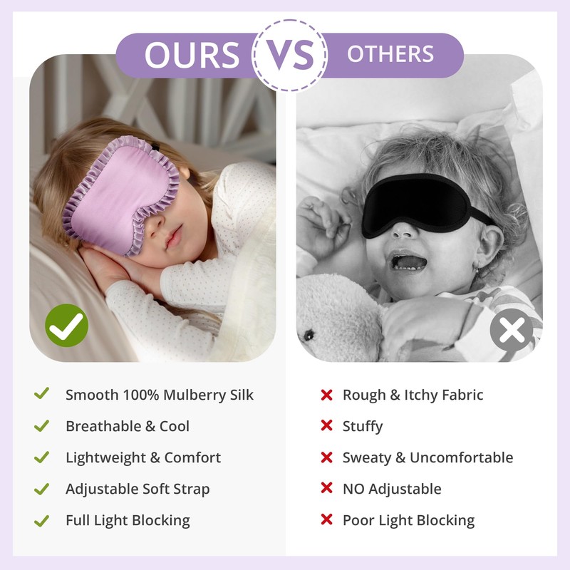 Kids Sleep Mask, 100% Real Mulberry Silk Eye Mask, Sleeping