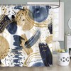 Abstract Blue Gold Shower Curtain, Boho Aesthetic Unique Modern Minimalist