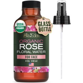 Ella & Eden Organic Rose Water Spray for Face, Hair 4 Fl Oz | USDA Certified 100% Pure Steam Distilled Hexane-Free | Hydrating, Refreshing Facial Mist for All Skin Types