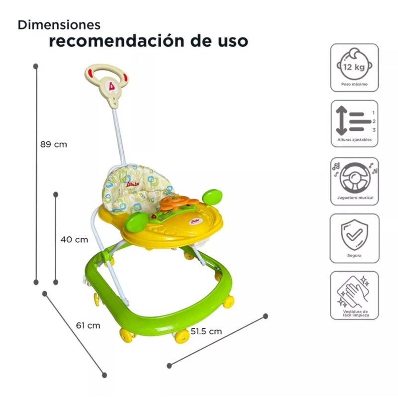 D'bebé Andador D'bebé Play con sonido y barra de empuje