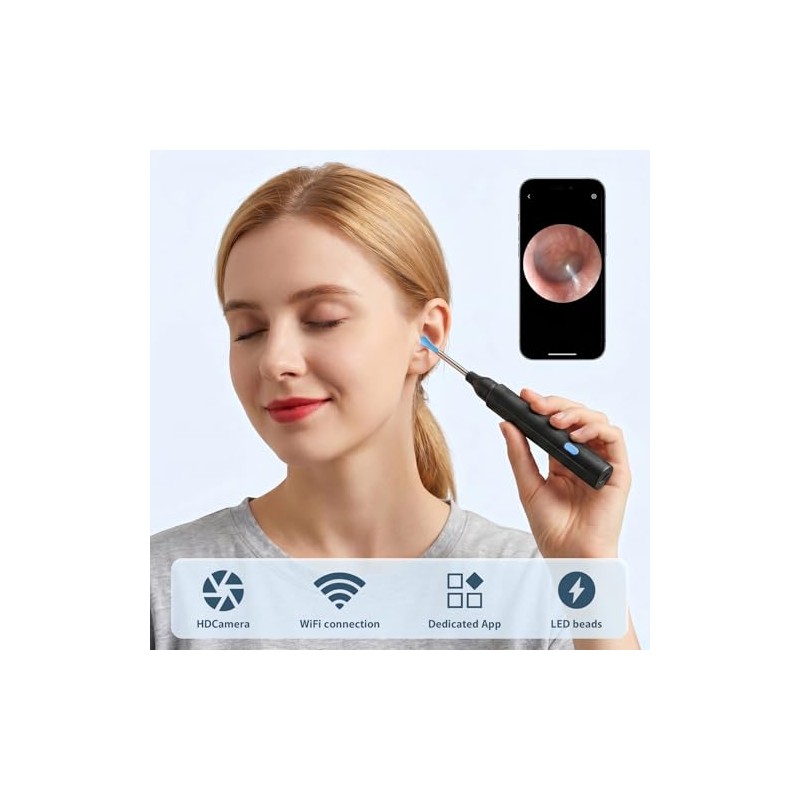 Ear Wax Removal Kit with Camera, 1080P Wireless Ear Cleaner