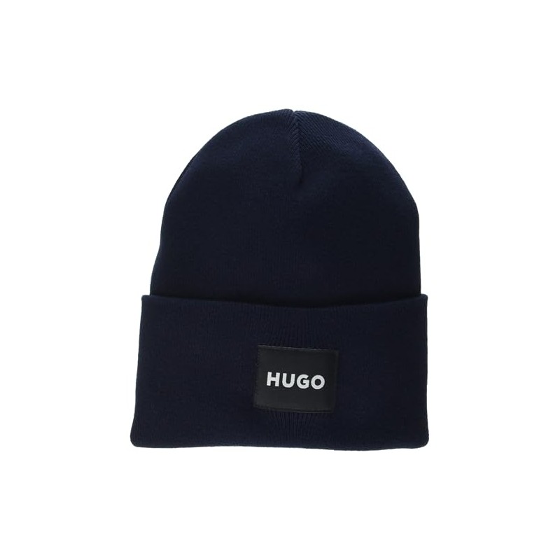 HUGO Patch Logo Ribbed Beanie, Blueberry Blue, PCE.