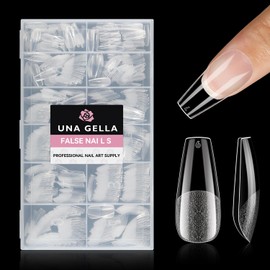 UNA GELLA UNA GELLA Coffin Nails Tips, 216 PCS Soft Gel Nail Tips Coffin Half Matte Full Cover False Nails Pre-shaped Clear Acrylic Press on Nails Medium for Nail Extensions Home DIY Salon, 12 Sizes