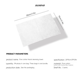 Suxeva soft pure cotton disposable facial cleansing towel. 100% pure cotton dry towel, 282 pieces. Skin-friendly. pure cotton facial cleansing towel. Makeup remover and cleansing towel. 3 packs.