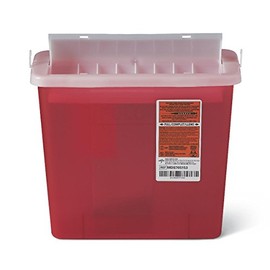 Medline Sharps Container, 5 Quart, Counter-Balance Lid, Red (Pack of 20)