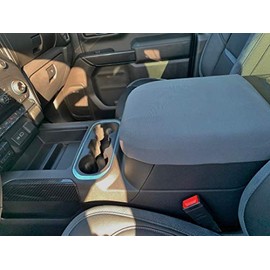 Auto Console Covers- Fits The GMC Sierra Denali 1500, 2500, and 3500 (Bucket Seats) 2015-2018 Neoprene Center Console Armrest Lid Cover Waterproof Neoprene Fabric- Gray