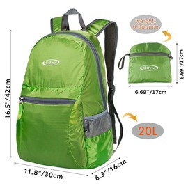G4Free Ultra Lightweight Packable Backpack Hiking Daypack,Handy Foldable Camping Outdoor Backpack(Green)