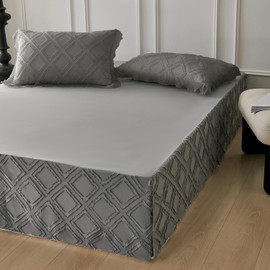 Bed Skirt, Bed Skirt Queen Size- Queen Bed Skirt 18 Inch Drop, Hotel Quality Pleated Bed Skirt, Brushed Microfiber Pleated Easy Fit Bed Skirt, Wrinkle & Fade Resistant - Grey