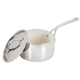 Bloomhouse 3-QT Triply Stainless Steel Sauce Pan w/Non-Stick Non-Toxic Pro Ceramic Interior