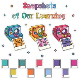 Happily Ever Elementary Retro Remix 83-Piece Snapshots of Our Learning Bulletin Board Set, Banner, Vintage Cameras, Photos, and More Groovy Bulletin Board Decorations for Classroom Decor