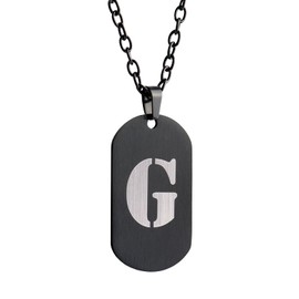 LUCKMAN Collar Hombre de Inicial Letra, Cadena con Dije, Acero Inoxidable Color Negro y Plata – Joyería y Accesorios para Hombre, Ideales como Regalos para Hombre Originales Cumpleaños y Regalos para Papá, Modelo Dylan