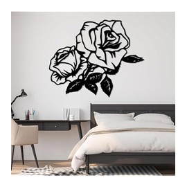 1pc Rose Flower Metal Black Silhouette Ornament - Elegant Wall Hanging Decoration for Living Room, Ideal Valentine's Day Gift