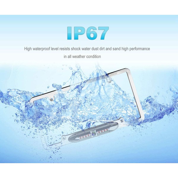 Backup Camera Frame License Plate HD Night Vision Rear View