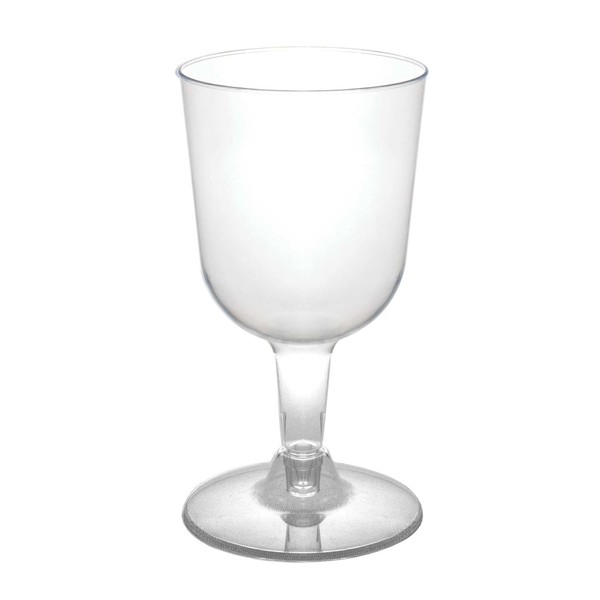 Party Essentials Hard Plastic Two Piece 5.5-Ounce Wine Glasses, Clear, Pack of 50
