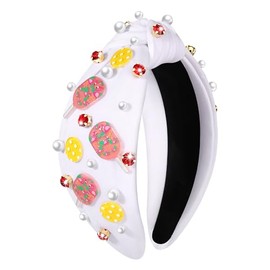 Vokone - Diadema de pickleball con perlas y flamencos para pickleball, diadema anudada para el día del juego, accesorios para fanáticos de los deportes, regalos para mujeres y niñas