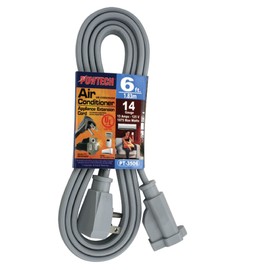 POWTECH Heavy duty 6 FT Air Conditioner and Major Appliance Extension Cord UL Listed 14 Gauge, 125V, 15 Amps, 1875 Watts GROUNDED 3-PRONGED CORD | POWTECH
