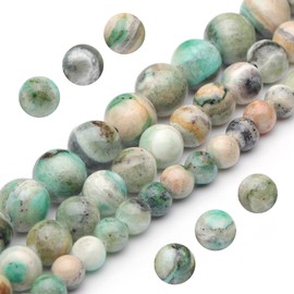 Youngbling - abalorio de piedras preciosas naturales para hacer joyas, abalorio redondas pulidas de piedra verde de 10 mm, abalorio rojas de piedra auténtica para pulsera, collar de 15 pulgadas (piedra de rayas verdes, 10 mm)