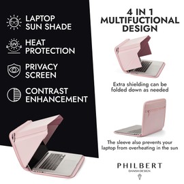 Sun Shade & Privacy Sleeve - Fits 13” MacBook from 2018. Other Laptops Please Check Size Guide - Glare Reduction | Heat Resistant | Eco-Friendly Materials | Pink. Patent no. D790551 - Philbert Design